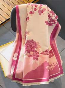 FADZOYLE 1 Miếng Màu hồng Của phụ nữ Cashmere Cảm thấy Màu sắc Dài Khăn choàng Tua In Mẫu Giữ Ấm Mượt Len mềm Thời trang Lớn Khăn choàng Và Dây Quấn Đối với Mùa thu Mùa Đông Cuộc sống hàng ngày Trang phục Dạ Hội Du lịch Văn phòng Mùa Đông Lễ cưới Và Qủa tặng Thanh lịch - Hồng - Xem 4