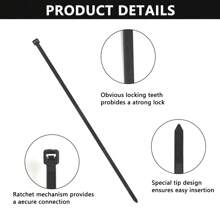 50 件/包 16 英吋重型黑色尼龍紮帶,抗紫外線,拉伸強度 50 磅,用於戶外產業,電線管理