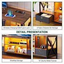 Smart TV  Stands With Charging Station For Living Room, LED TV Stand With Storage ( 70.8" L X 15.7" W X 24.2"H) - 棕色 - 查看 4