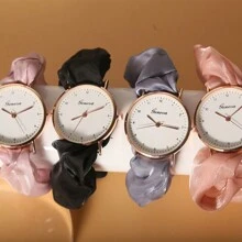 1pc Creative Fashionable Ribbon Watch With Quartz Movement And Hair Elastic Band As A Gift For Students Returning To School