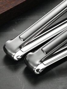 1pc Three-Line Thickened Stainless Steel Bbq Clip Baking Kitchen Gadget Steak Frying Clamp,Kitchen,Christmas Gift - Silver - View 5