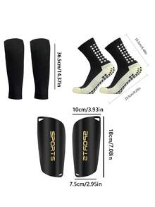 1雙男式透氣吸汗足球訓練襪,附1雙腿套,專業足球訓練運動襪,保護腿部,壓縮足球襪,男式壓縮腿套,針織腿套,吸汗+附1雙具有抗衝擊和吸震技術的pu脛套,弧形設計貼合小腿運動 - 白色 - 查看 8