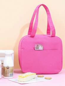 1pc Grey Spaceman Rabbit Cartoon Oxford Cloth Insulated Lunch Box Bag With Large Capacity, Portable Thermal Bag For Students And Office Workers - Grey - View 4