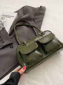 Large Capacity Commuting Pu Solid Color Simple Ladies Shoulder Bag, Fashionable And Versatile For Daily Use, Shopping, Dating, Travel, And As A Gift Yunjin Bag Bag Combi Bag