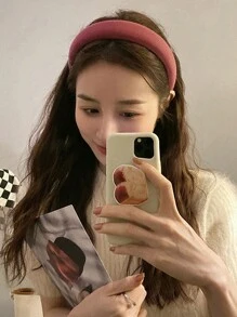 3件装女士新款粉色纯色宽发箍，高端时尚简约风格发饰，适合日常通勤、洗脸和搭配服装，粉色配饰发带，家居，护肤发带头饰，美容家居发饰 - 彩色 - 查看 4