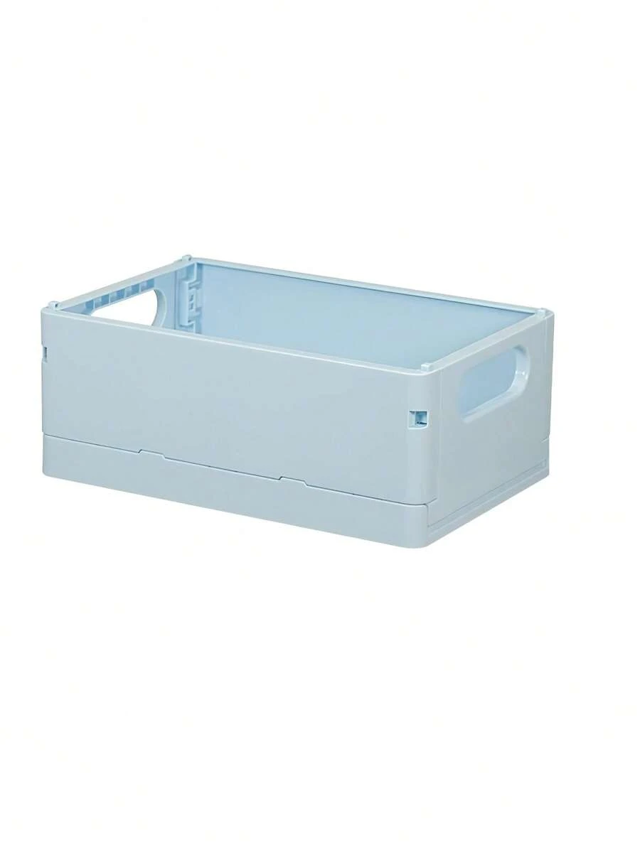 Plastic Storage Box Foldable Stackable Desk Organizer Bin Case for Pens Books School Office Household - Blue - View 1