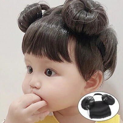 4 Inch Đen 1 Gói Tóc Giả Cho Bé Tóc Giả Cho Trẻ Em Băng Đô Cho Bé Tóc Cho Trẻ Em Tóc Giả Cho Trẻ Em Tóc Giả Cho Bé Khóa Đầu Phụ Kiện Tóc Cho Bé