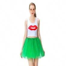 1 váy tutu bốn lớp có lớp lót bên trong và lưới, hoàn hảo cho trang phục cosplay và công chúa mùa thu dành cho phụ nữ - màu xanh lá - Xem 1