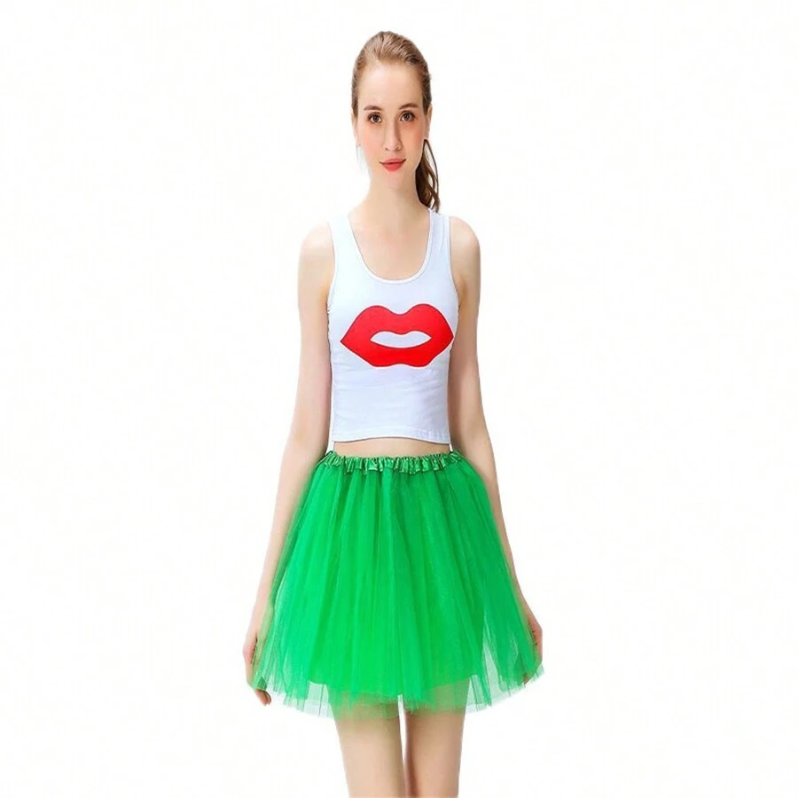 1 váy tutu bốn lớp có lớp lót bên trong và lưới, hoàn hảo cho trang phục cosplay và công chúa mùa thu dành cho phụ nữ - màu xanh lá - Xem 1