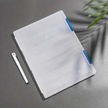 Clear PP Plastic Document Storage Box - A4 Office Supplies Stationery Bill File Data Box - Desktop File Classification Storage Box - Test Paper Storage File Folder Buckle - White - View 3