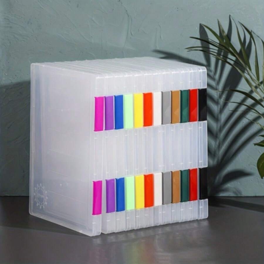 Clear PP Plastic Document Storage Box - A4 Office Supplies Stationery Bill File Data Box - Desktop File Classification Storage Box - Test Paper Storage File Folder Buckle - White - View 1