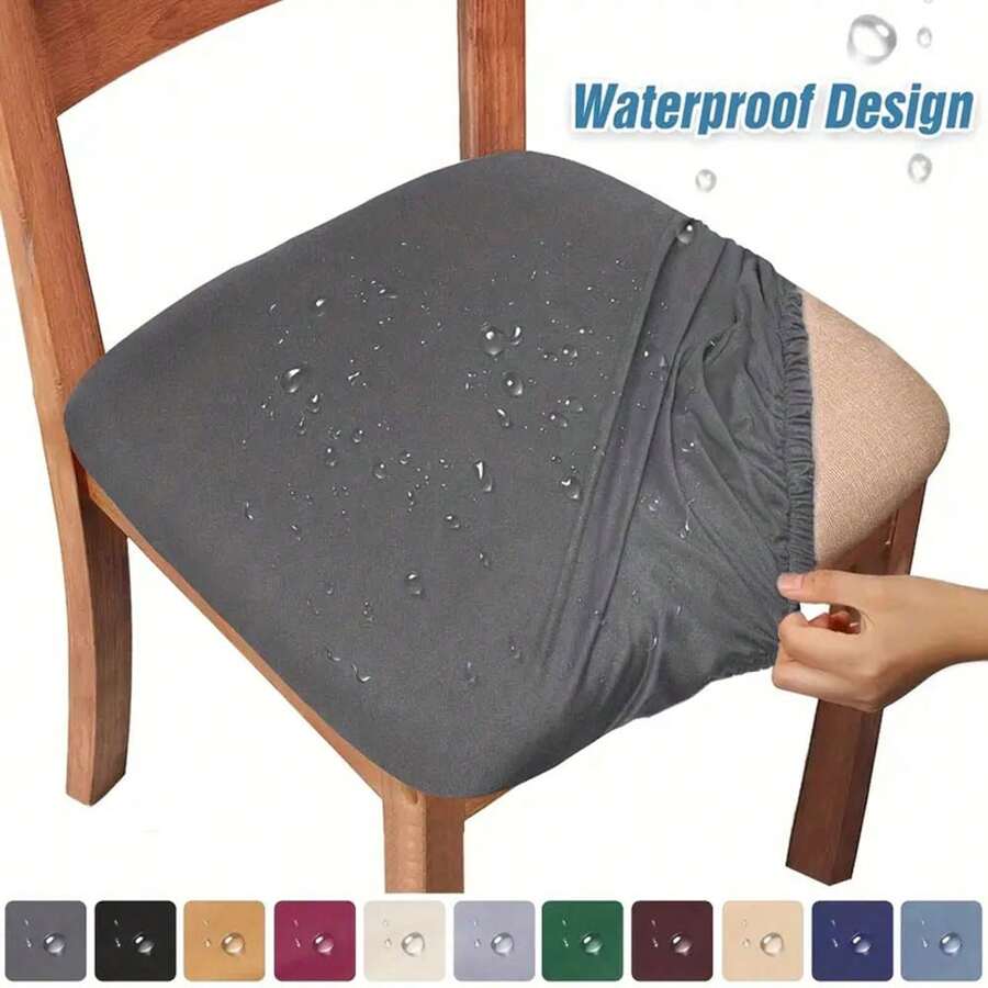 1pc Waterproof Dining Chair Seat Cover, Stretchy Chair Cushion Protector For Kitchen, Dining Room Home Decoration - Multicolor - View 1