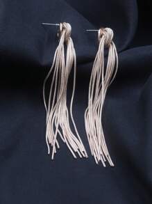 1pair Heavy Duty Snake Chain & Gold Plated Long Dangle Earrings - Gold - View 4