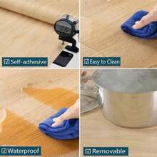 1卷加厚黃色橡木紙黃色橡木壁紙剝離和黏貼壁紙白色復古壁紙自粘和可拆卸壁紙紋理膜卷桌子櫥櫃架子襯衣 - 黃色 - 查看 3