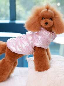 冬季加厚皇室風格寵物加厚背心外套,適用於狗和貓 - 白色 - 查看 4