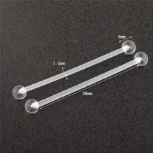 2入組軟杆工業穿孔透明杠鈕環,不可見非過敏性耳穿工業脚手架以供癒合期間身體珠寶飾品 - 無色 - 查看 7