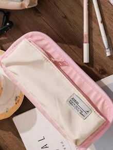 1只大容量鉛筆盒韓國文具鉛筆袋trousse學校用品筆盒帆布筆盒返校專用 - 粉色 - 查看 2