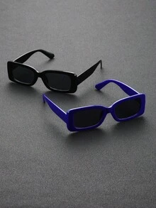 2入組男士時尚波西米亞風格方形框太陽眼鏡,適用於假期時尚戶外鏡片配飾