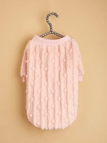 1 件粉紅色毛絨秋冬寵物連帽衫,適合狗和貓,保暖透氣休閒寵物衣服