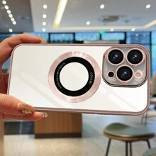 1 Stück Pink Anti-schock Und Anti-fall Objektiv Schutzmodisches Elektroplattiertes Drahtloses Ladungs-magnet-telefonkasten Geeignet Für Iphone11/11pro/11pro Max Iphone12/12pro/12pro Max Iphone13/13pro/13pro Max Iphone14/14lpus/14pro/14pro Max Unisex