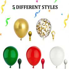 25/60/103入組12吋聖誕節氣球,紅綠白金彩色氣球加彩帶,聖誕節生日派對裝飾用品,適用於嬰兒派對、婚禮、新年派對裝飾 - 彩色 - 查看 6