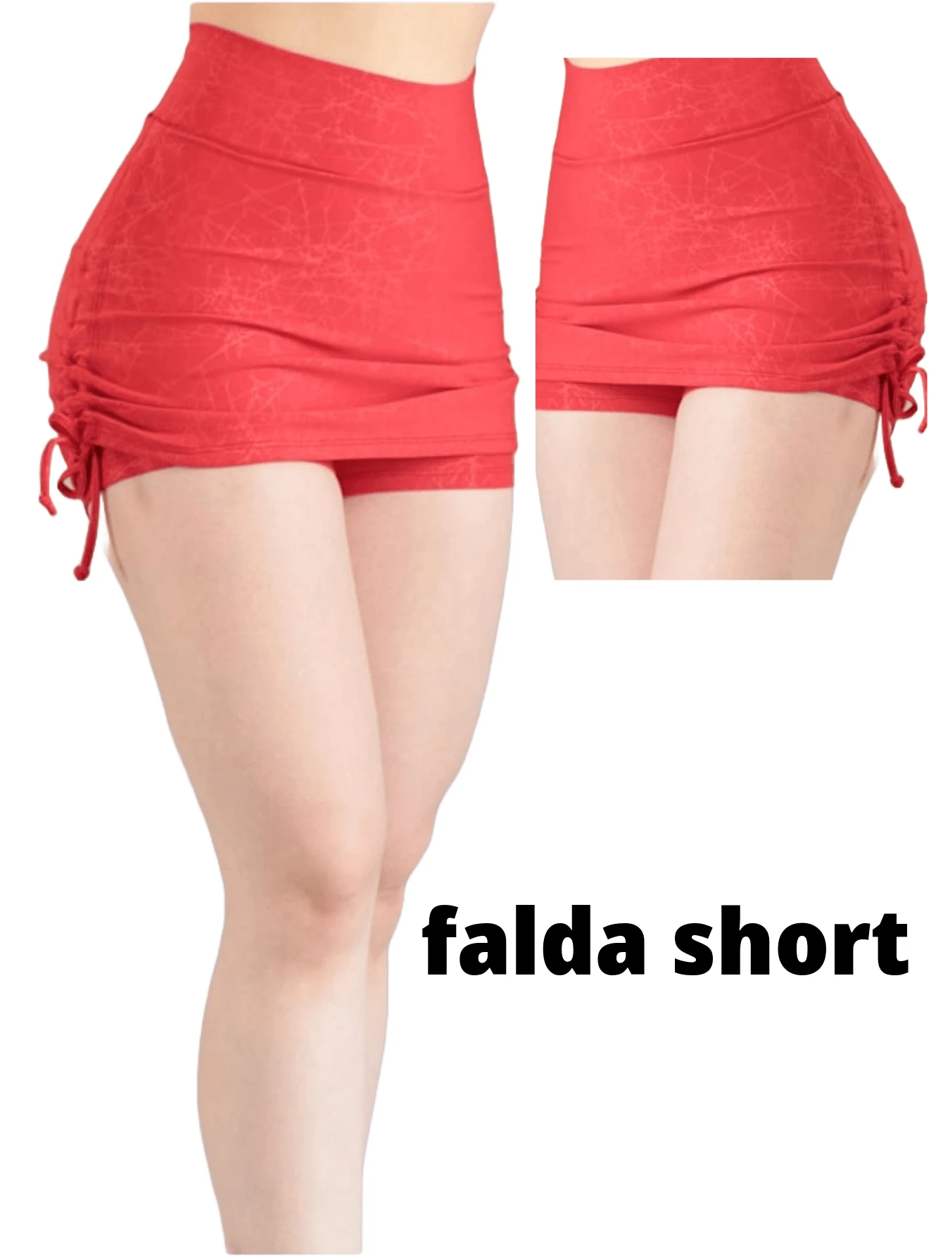 Colombian Lycra Short Skirt - Red - View 1