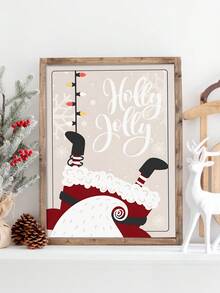 1個聖誕畫廊聖誕老人,有趣的聖誕禮物,現代聖誕壁畫,聖誕老人倒吊在煙囪上,無框帆布印刷 - 彩色 - 查看 4