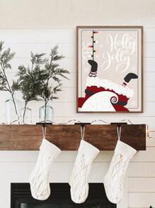 1個聖誕畫廊聖誕老人,有趣的聖誕禮物,現代聖誕壁畫,聖誕老人倒吊在煙囪上,無框帆布印刷 - 彩色 - 查看 7