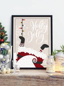 1個聖誕畫廊聖誕老人,有趣的聖誕禮物,現代聖誕壁畫,聖誕老人倒吊在煙囪上,無框帆布印刷 - 彩色 - 查看 1