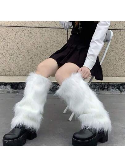 美品 d.i.a ファーレッグウォーマー ホワイト