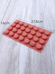 1pc/3pcs/5pcs 28-Hole Flat Round Silicone Cake/Dessert/Jelly/Chocolate Mold, Brick Red, DIY Baking Tool