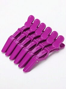 5pcs Salon No Trace Hair Clips, Simple Style Suitable For Daily Use - Purple - View 1
