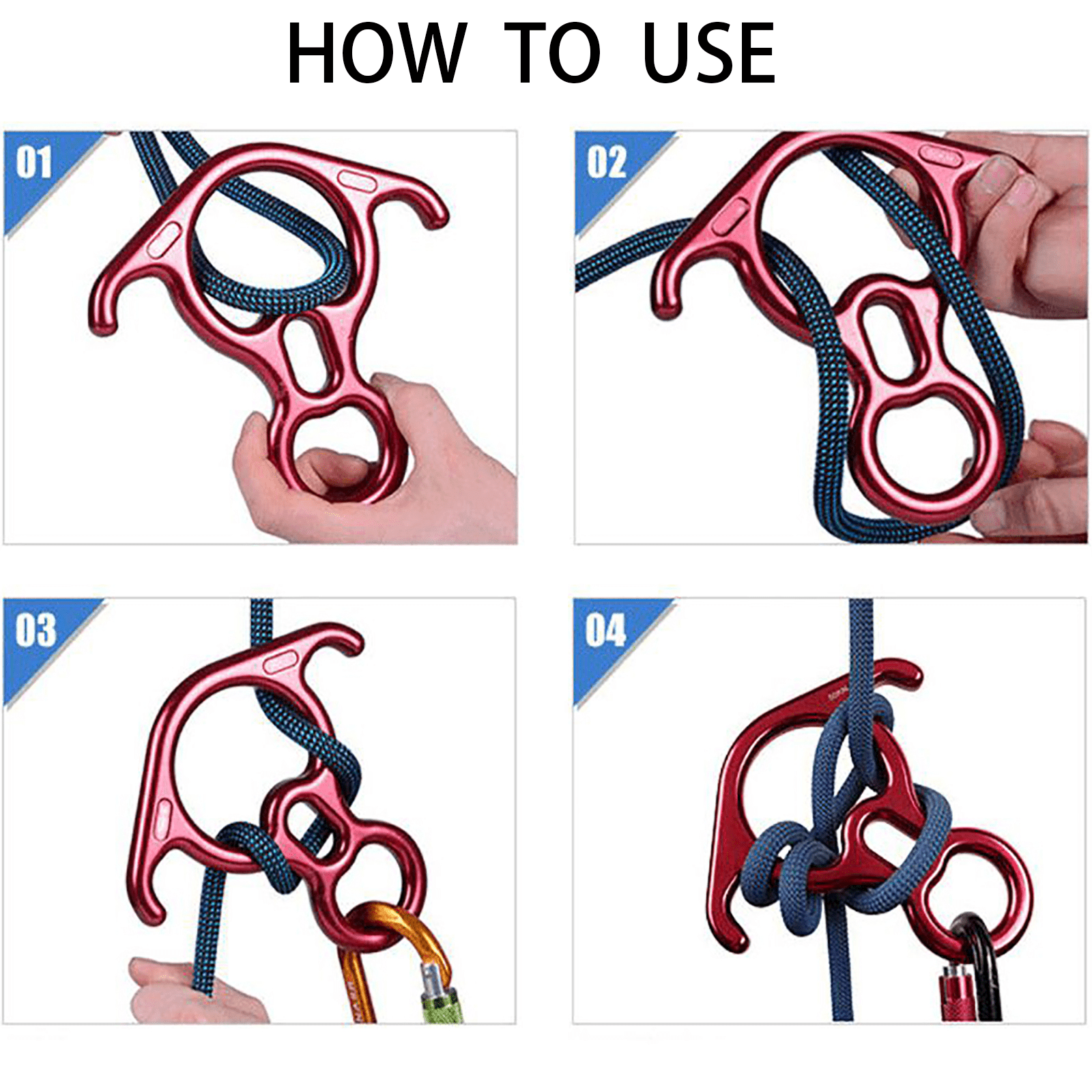 1pc Red 50KN Belay Device Rappel Gear Downhill Equipment Rescue Figure 8 Terminal Descender with