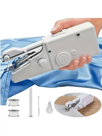 1個手持迷你縫紉機,手持式縫紉工具,便攜式無線縫紉機,家庭快速補綴和手工藝品的必備工具(不包括電池)