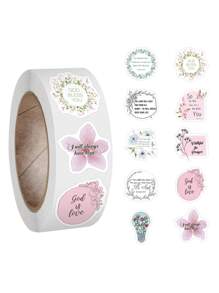 500pcs Inspired Christian Stickers Roll, Bible Verse Stickers, Blossoms Stickers Perfect For Water Bottle Laptop Scrapbooking Decals Christian Gifts Bible Journaling Supplies Back To School - Multicolor - View 1
