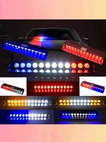 1pc 12V Red & Blue 12 LED Car Strobe Light, Suction Cup Flashing Light Warning Lamp, Use With Car Cigarette Lighter, Install On Front Windshield