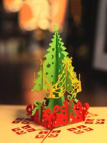 1pc 3D Christmas Cards Three-dimensional Christmas Tree Card - Red - View 2