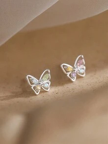 Dát Pha lê Loại bướm Hoa tai , 1 đôi Của vui tươi Màu hồng & Xanh Nhỏ bé Và Thanh tú Loại bướm , Óng ánh Phong cách , Không phổ biến Chic Hoa tai , Đối với Qủa tặng - Nhiều màu - Xem 5