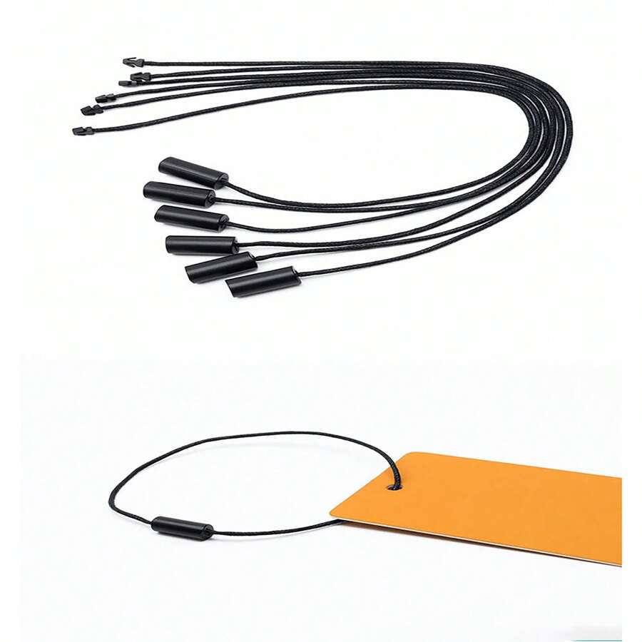 100入組黑色蠟線標籤,繩扣、環扣、掛鉤快扣,方便快速安裝服裝標籤、零售價格標籤、鞋扣鎖、行李牌、diy 手工藝品 - 黑色 - 查看 1