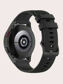 1只黑色極簡主義網狀紋理硅膠手錶帶,附金屬扣,適用於18mm/20mm/22mm Samsung/huawei/xiaomi/garmin/amazfit/fitbit 智能手錶 - 黑色 - 查看 2