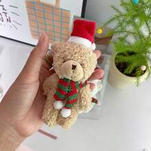 聖誕熊禮物-1入組泰迪熊毛絨掛件,可愛的泰迪熊填充動物,ins鑰匙扣 - 棕色泰迪熊 - 查看 4
