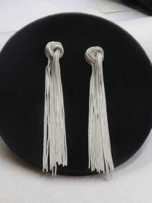 1pair Heavy Duty Snake Chain & Gold Plated Long Dangle Earrings - Gold - View 6