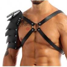 Halloween Cos Macho Straitjacket Warrior Dress Up Shoulders Multiple Gladiator Strapped Chest - Brown - View 5