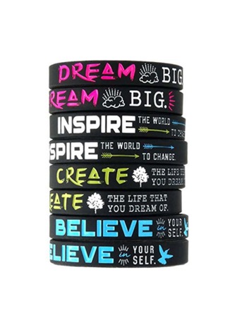 1 件/4 件 励志梦想 启发创造信念橡胶手链硅胶腕带
