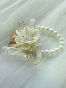 Beige Hochzeitsstrauß Handgelenksblume Für Die Braut Und Brautjungfer, Geeignet Für Die Dekoration Von Hochzeitsveranstaltungen Der Extraklasse