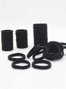 20入組女士黑色,高彈力皮革帶,綁頭髮和加厚髮圈