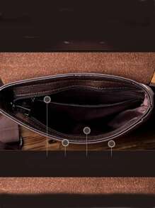 1件黑色半包曲線帶鎖小手提袋,pu仿皮革紋理,垂直復古時尚休閒多功能小型斜挎包,背包,郵差包,商務旅行,登山返校季必備,男學生,男孩,大學二年級新生禮物,男友禮物,男性禮物,丈夫禮物,父親禮物 - 黑色 - 查看 6