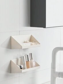 1pc No-drilling Sloping Storage Rack For Makeup Vanity, Cosmetic Shelf Partition For Bathroom Mirror Cabinet - White - View 3