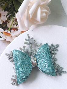 1 Miếng Bông tuyết Cô gái Kẹp tóc nơ Với Vương miện & Chiếc kẹp tóc Phụ kiện - Màu xanh lam - Xem 4