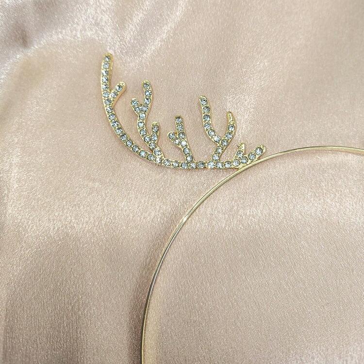 1pc Christmas Reindeer Antlers Headband, Perfect For Christmas Parties And Gifting - Yellow Gold - View 3
